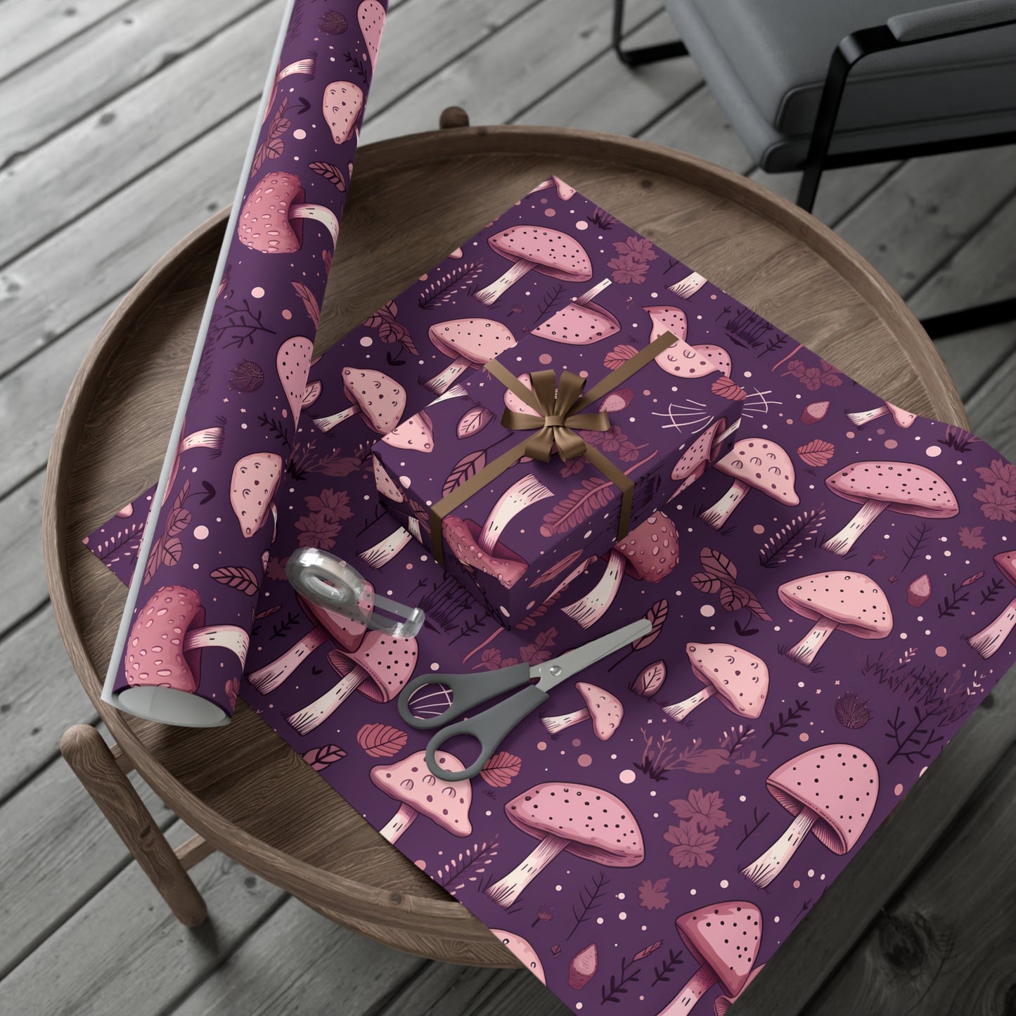 Purple & Pink Mushrooms | Witchy Wrapping Paper | Boutique Gift Wrap
