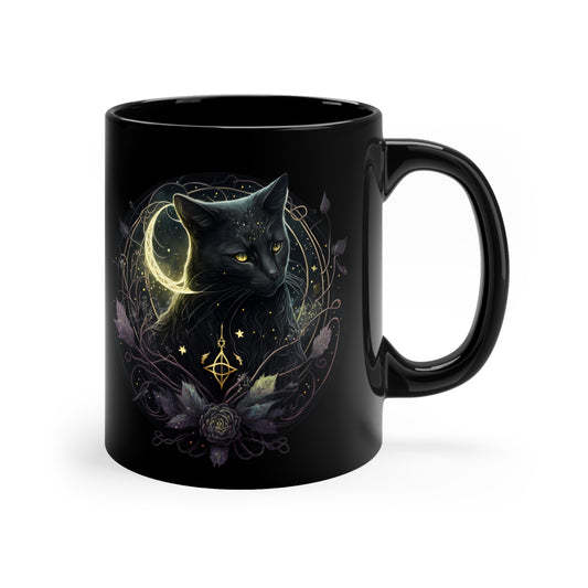 Black Cat & Crescent Moon Mug