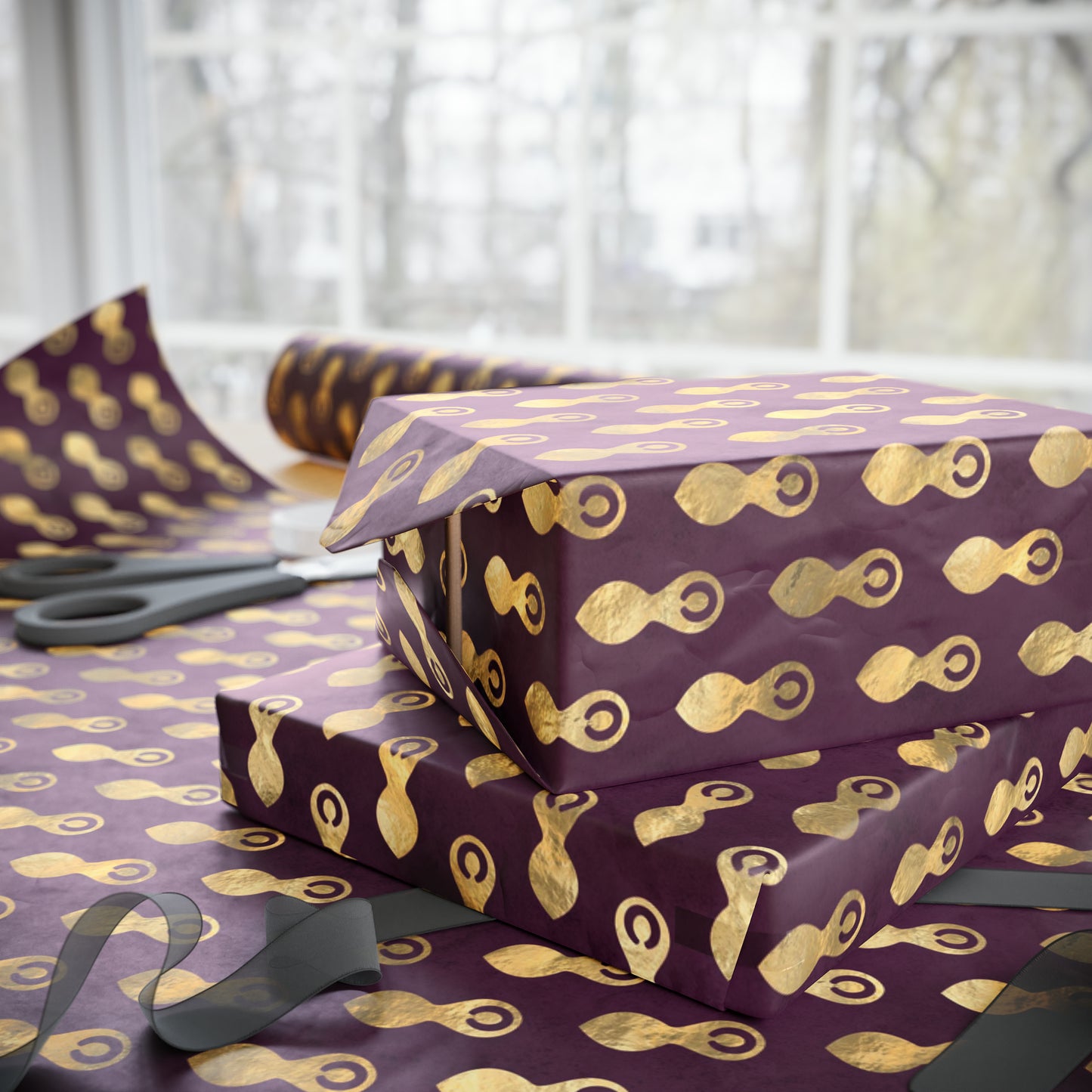 Gold & Merlot Goddess  | Witchy Wrapping Paper | Boutique Gift Wrap