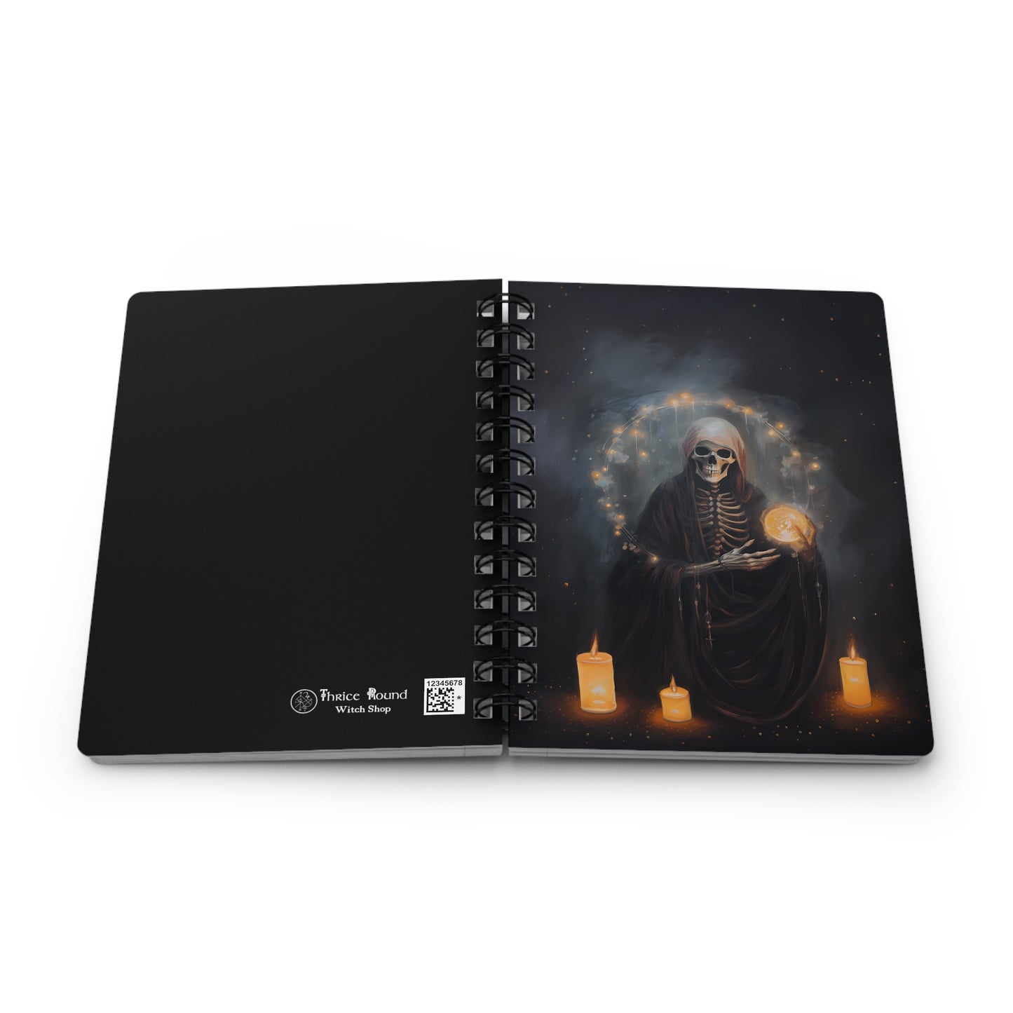 Skeletal Death Witch Spiral Bound Notebook | Lined Pages | Grimoire | Book of Shadows