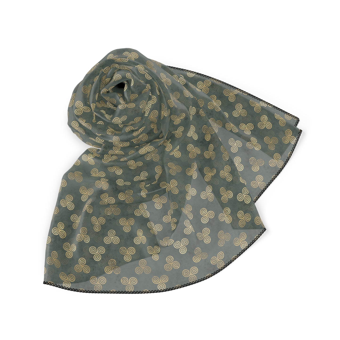 Green Triskele Witches Veil | Witchy Pagan Celtic Scarf