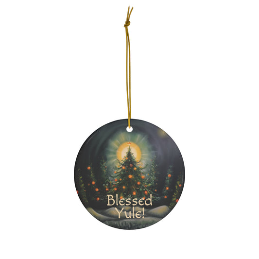 Blessed Yule Ornament - Yule Tree on the Winter Solstice - Blessed Yule! Ceramic ornament for Yule Tree or home decor wiccan pagan heathen
