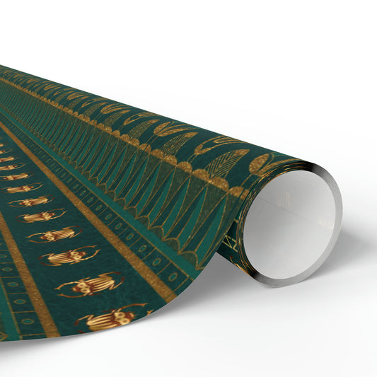 Green & Gold Egyptian Scarabs | Witchy Wrapping Paper | Boutique Gift Wrap