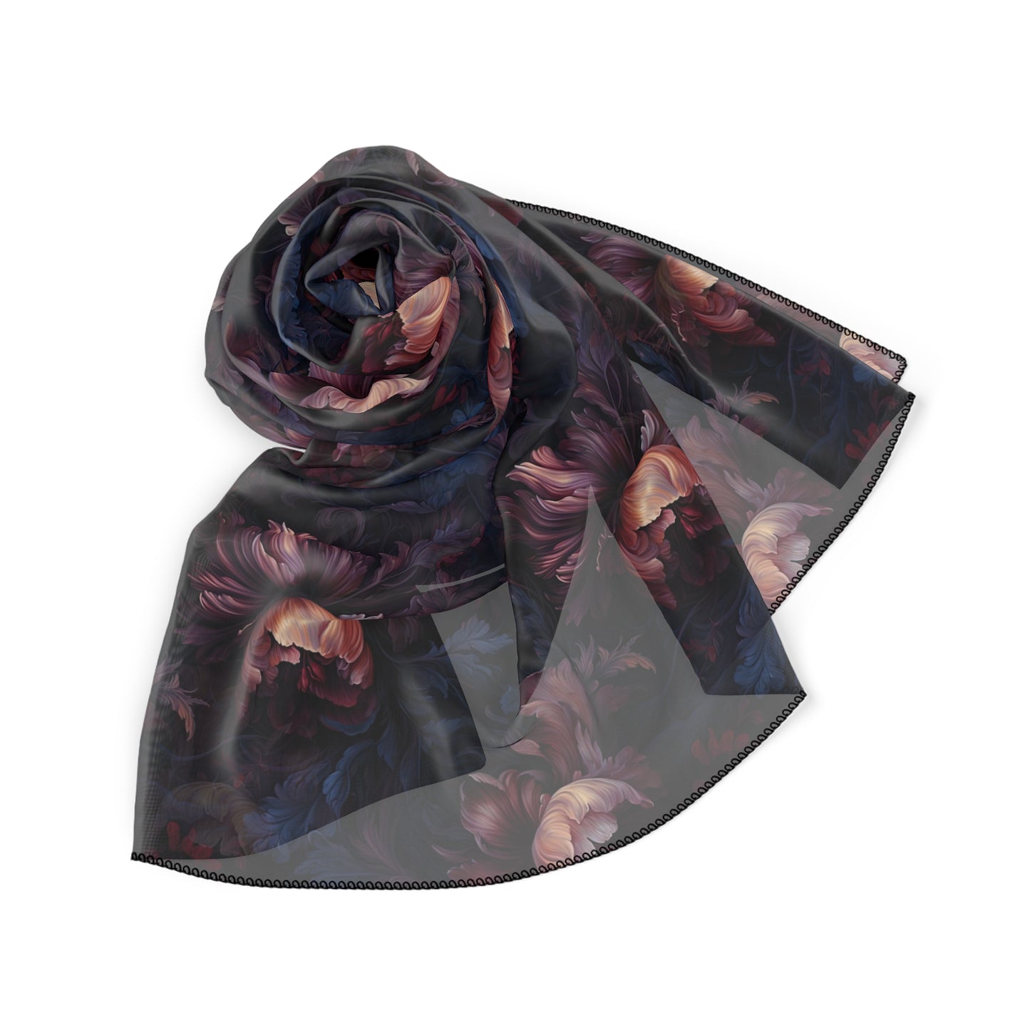 Dark Flowers & Roses Gothic Witches Veil | Witchy Pagan Scarf