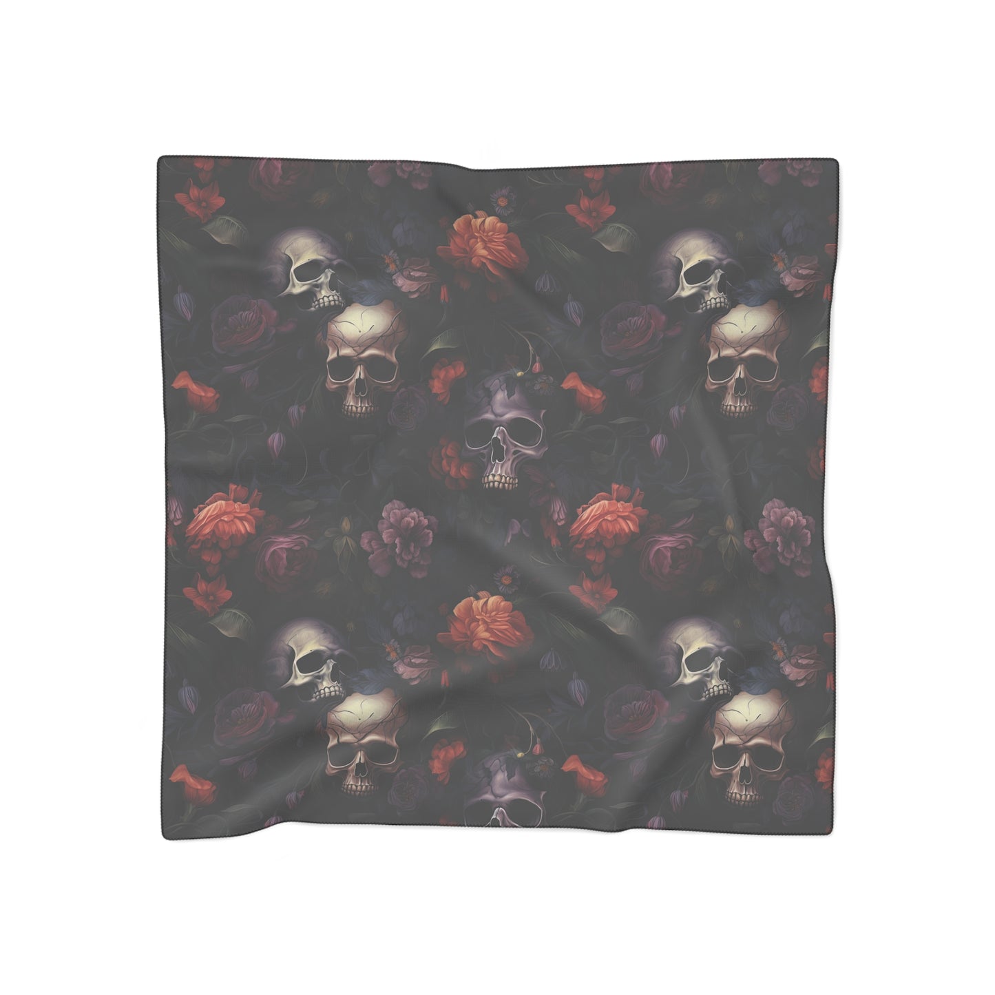 Skulls & Roses Gothic Witches Veil | Witchy Pagan Scarf