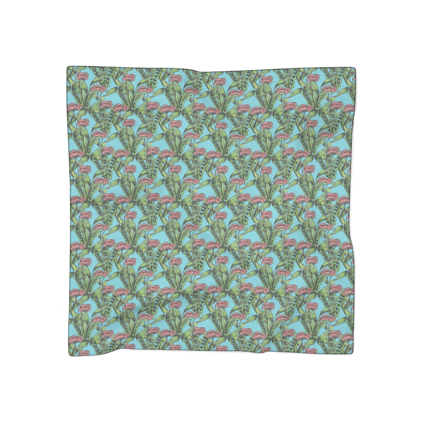 Poppies Green Witches Veil | Witchy Pagan Scarf