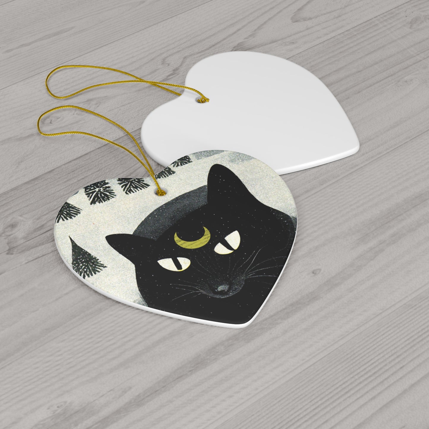 Witchy Yule Ornament - Ceramic Black Cat Yule Ornament - Blessed Yule! For Yule Tree pagan man gift wiccan gift pagan decor, witchy Familiar