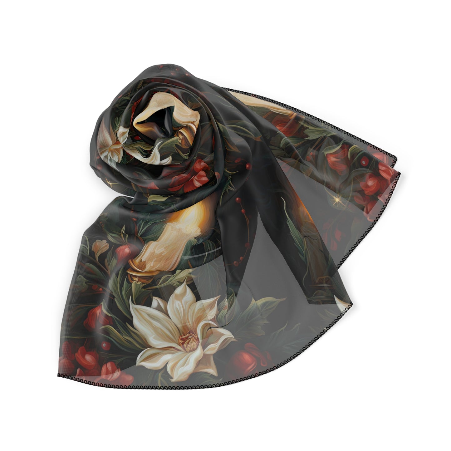 Flowers & Candles Gothic Witches Veil | Witchy Pagan Scarf