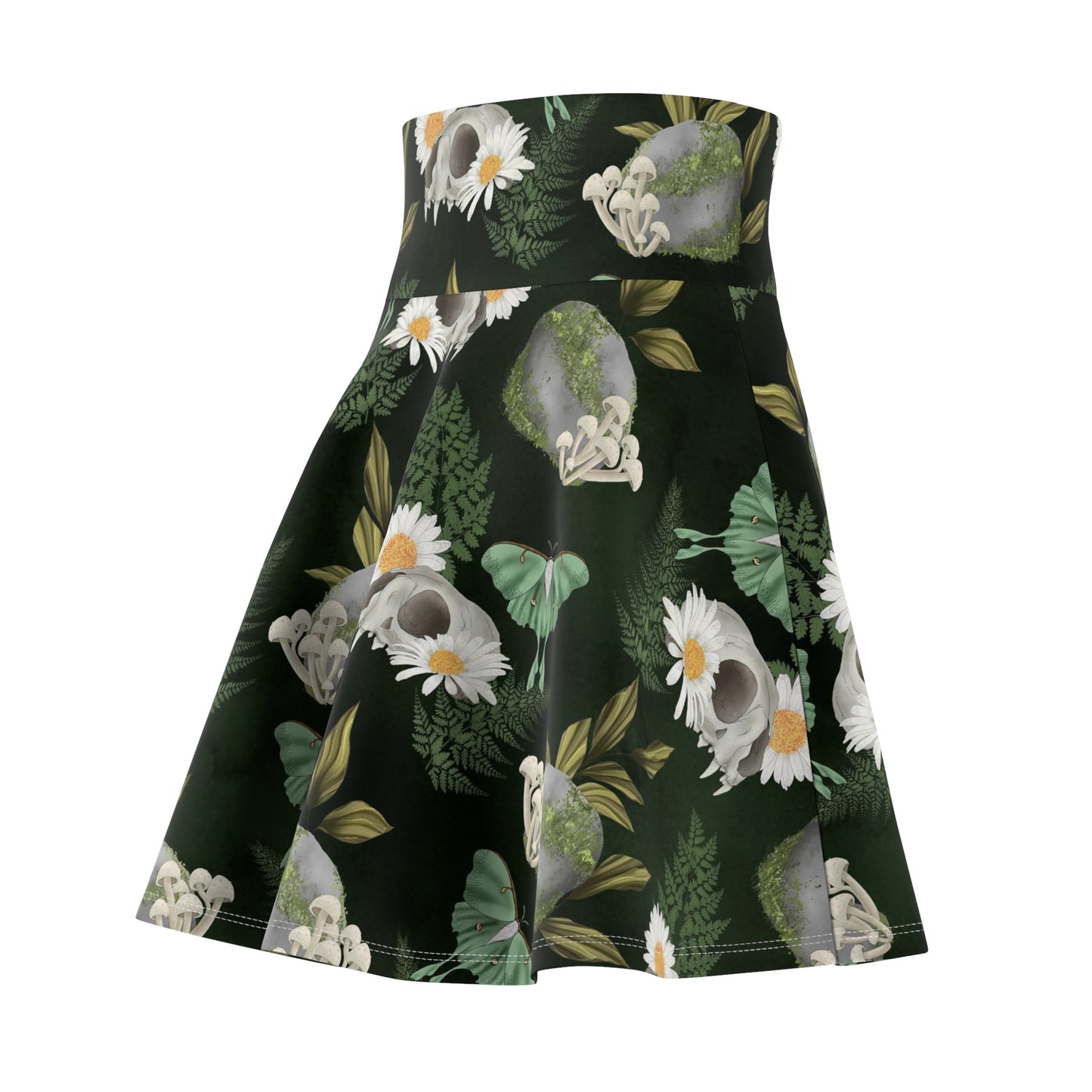 Skulls & Plants Green Witch | Witchy Skirt | Magical Skirt | Yellow & Orange