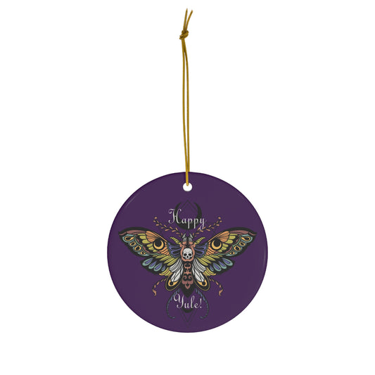Death Moth Yule Ornament - Ceramic Ornament - Happy Yule - Christmas Ornament Pagan Ornament - Pagan gift, Pagan Man Gift, solstice decor