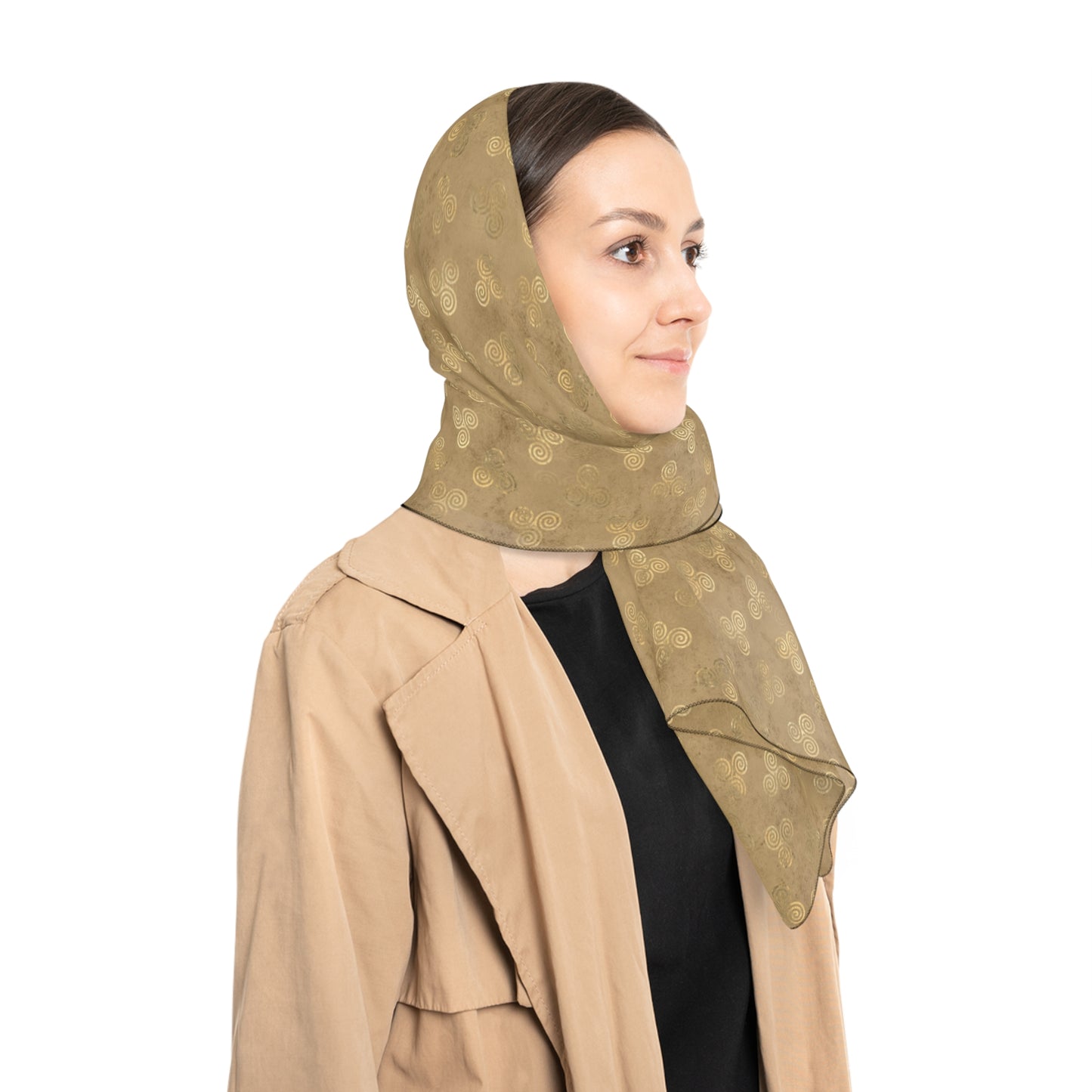 Triskele Witches Veil Brown | Witchy Pagan Head Scarf