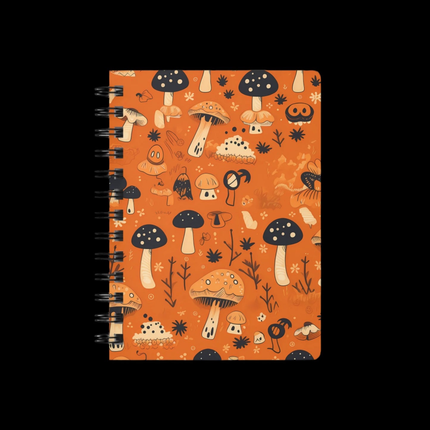 Orange Halloween Mushrooms Spiral Bound Notebook | Lined Pages | Grimoire | Book of Shadows