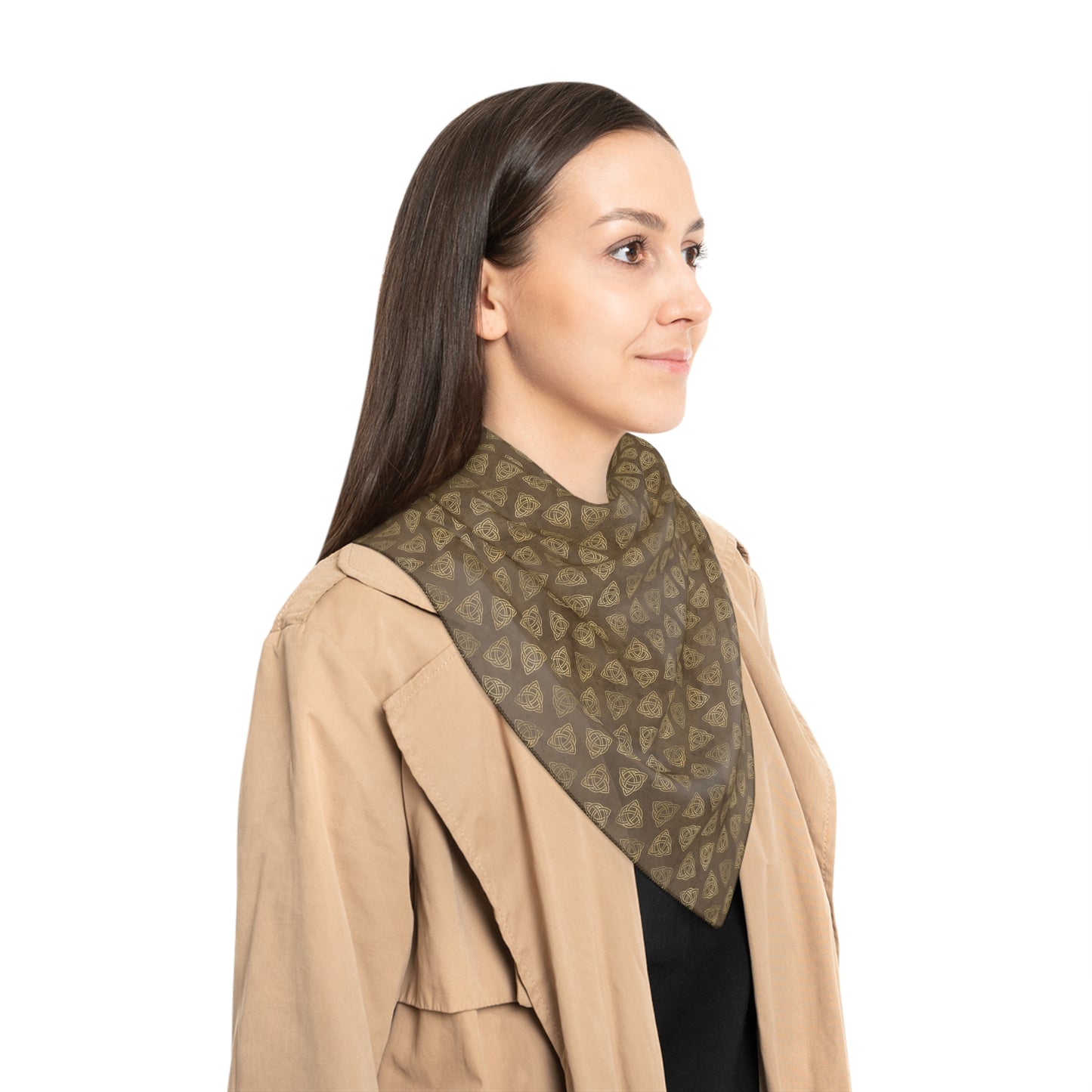 Triquetra Witches Veil Dark Brown | Witchy Pagan Celtic Scarf