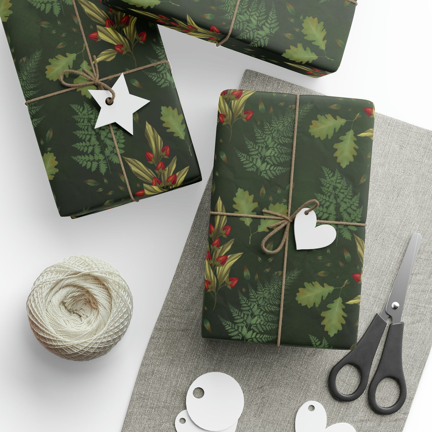 Green Witch Oak & Ferns | Witchy Wrapping Paper | Boutique Gift Wrap