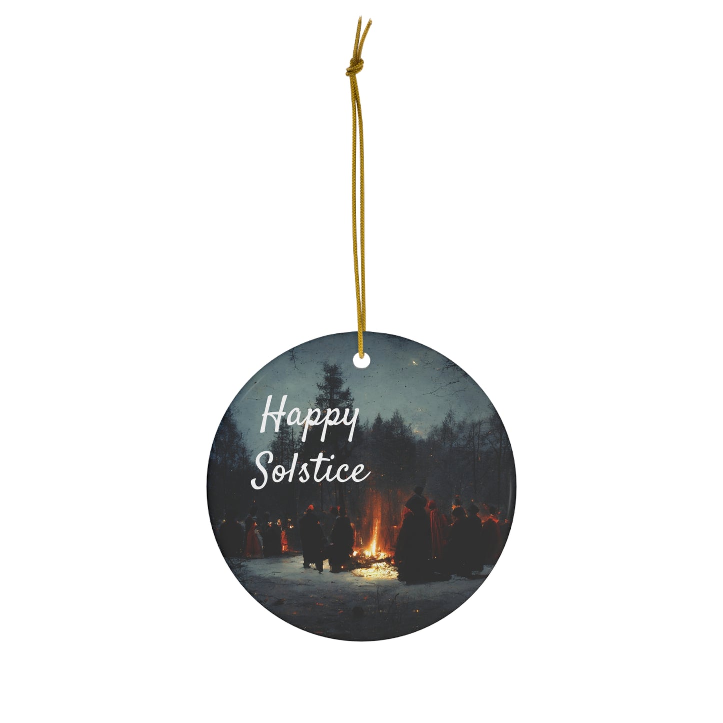 Happy Solstice Pagan Yule Ornament - CERAMIC - Blessed Yule Decoration for Yule Tree or Christmas Tree wiccan witch witchy decor witchcraft