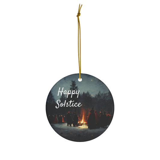 Happy Solstice Pagan Yule Ornament - CERAMIC -  Blessed Yule Decoration for Yule Tree or Christmas Tree wiccan witch witchy decor witchcraft