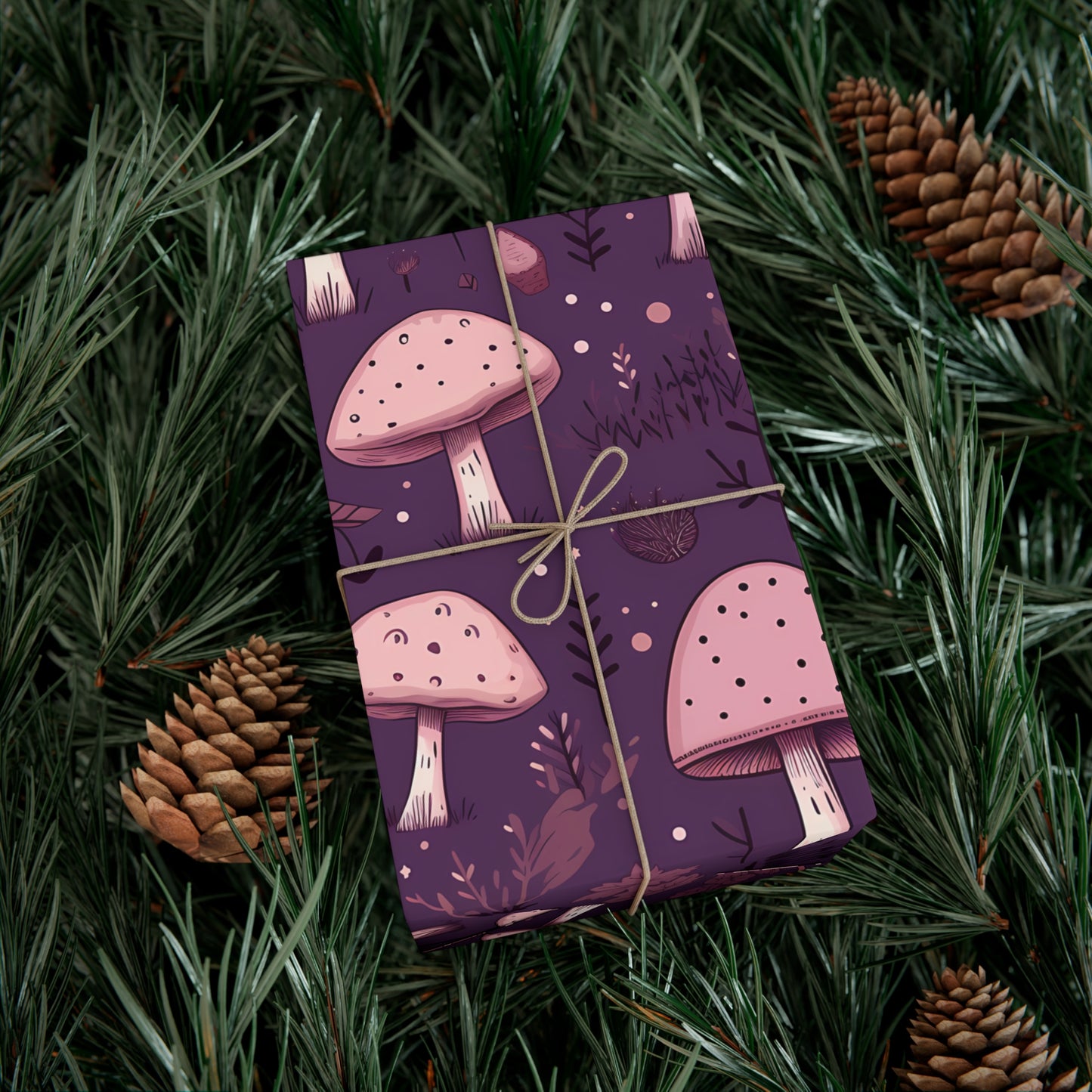 Purple & Pink Mushrooms | Witchy Wrapping Paper | Boutique Gift Wrap