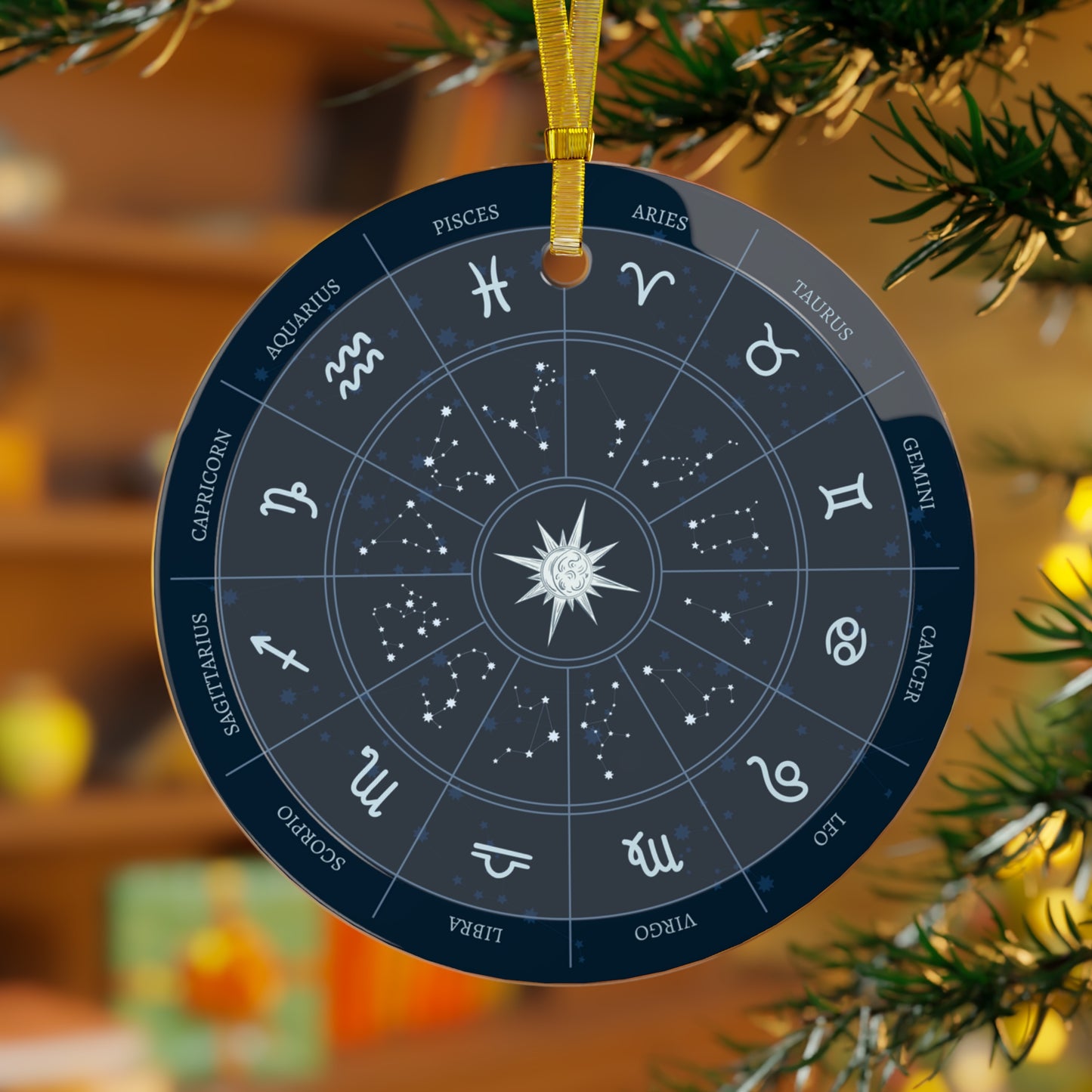 Glass Zodiac Ornament - Yule Ornament - Christmas Ornament - Ornament for Tree Winter Solstice - Pagan, Witch, Witchcraft