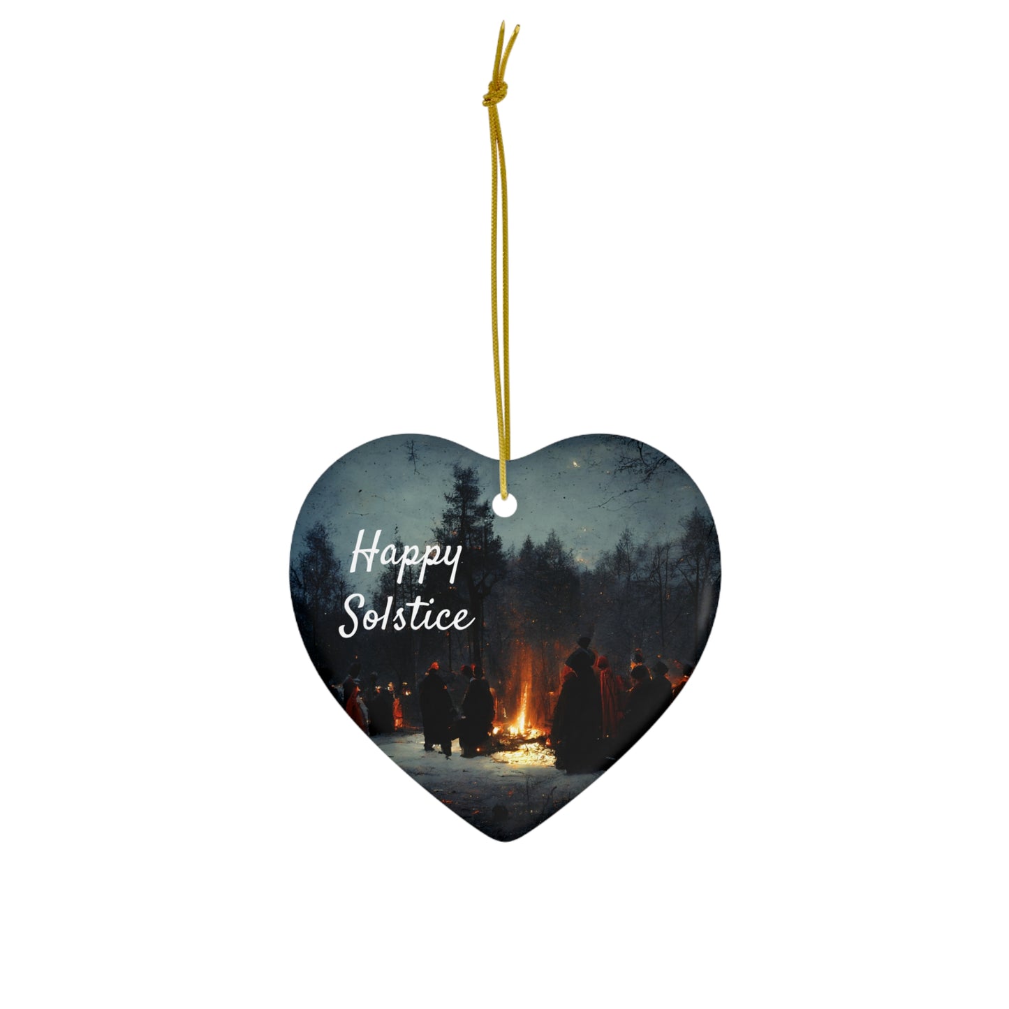 Happy Solstice Pagan Yule Ornament - CERAMIC - Blessed Yule Decoration for Yule Tree or Christmas Tree wiccan witch witchy decor witchcraft