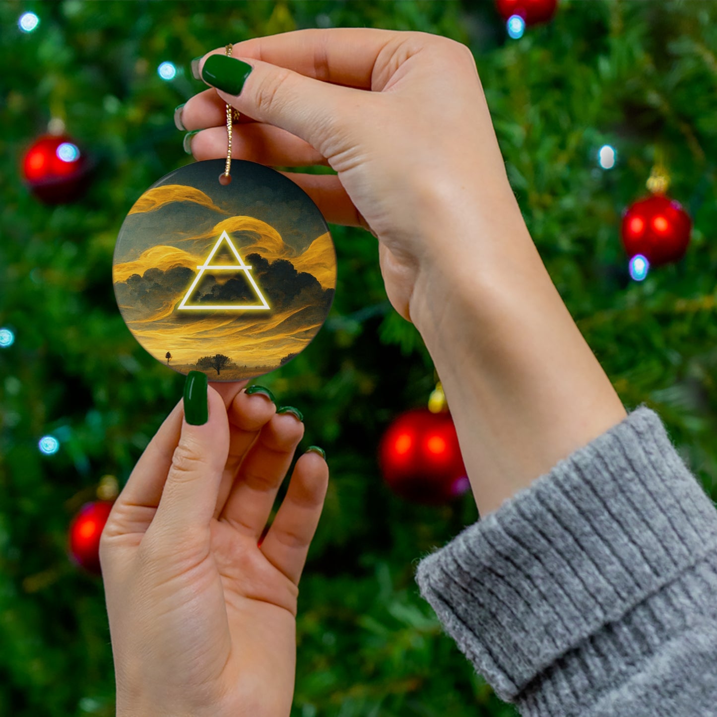 Yule Ornament - Air Symbol - Ceramic Witchy Pagan Wiccan Yule ornament for Yule Tree, Christmas Tree, or Yule decor, wiccan gift, pa