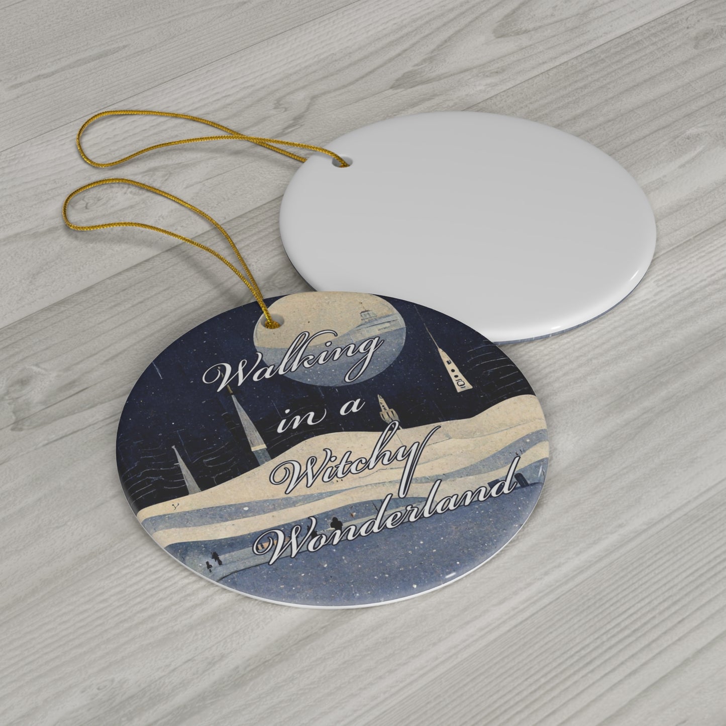 Walking in a Witchy Wonderland CERAMIC Ornament - Yule ornament, Pagan gift, Pagan Man Gift, solstice decor, yule decoration, wiccan
