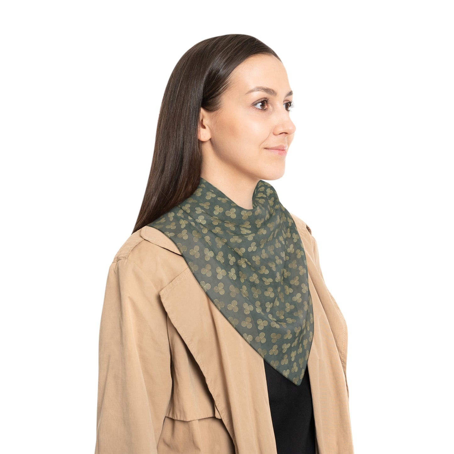 Green Triskele Witches Veil | Witchy Pagan Celtic Scarf