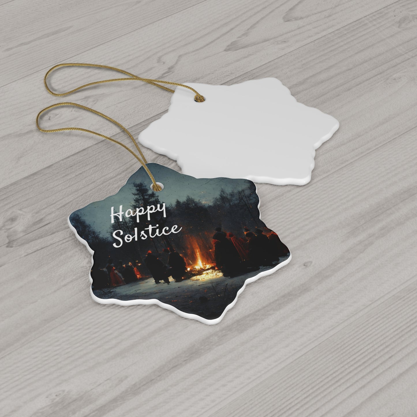 Happy Solstice Pagan Yule Ornament - CERAMIC - Blessed Yule Decoration for Yule Tree or Christmas Tree wiccan witch witchy decor witchcraft