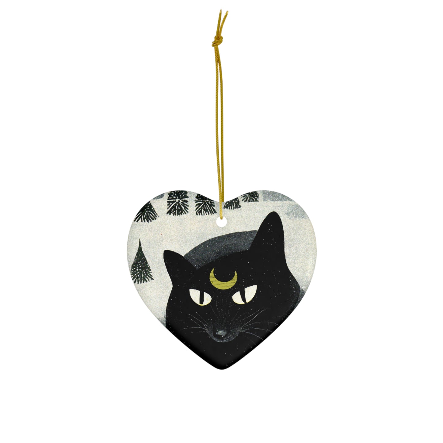 Witchy Yule Ornament - Ceramic Black Cat Yule Ornament - Blessed Yule! For Yule Tree pagan man gift wiccan gift pagan decor, witchy Familiar