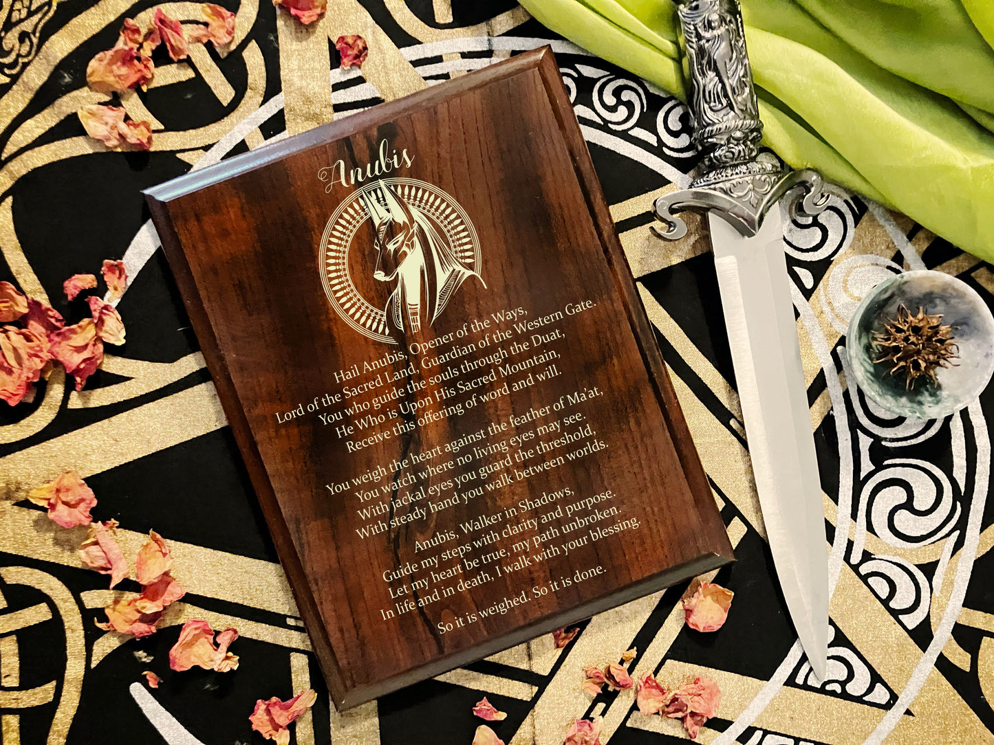 Anubis Prayer Pagan Wall Plaque