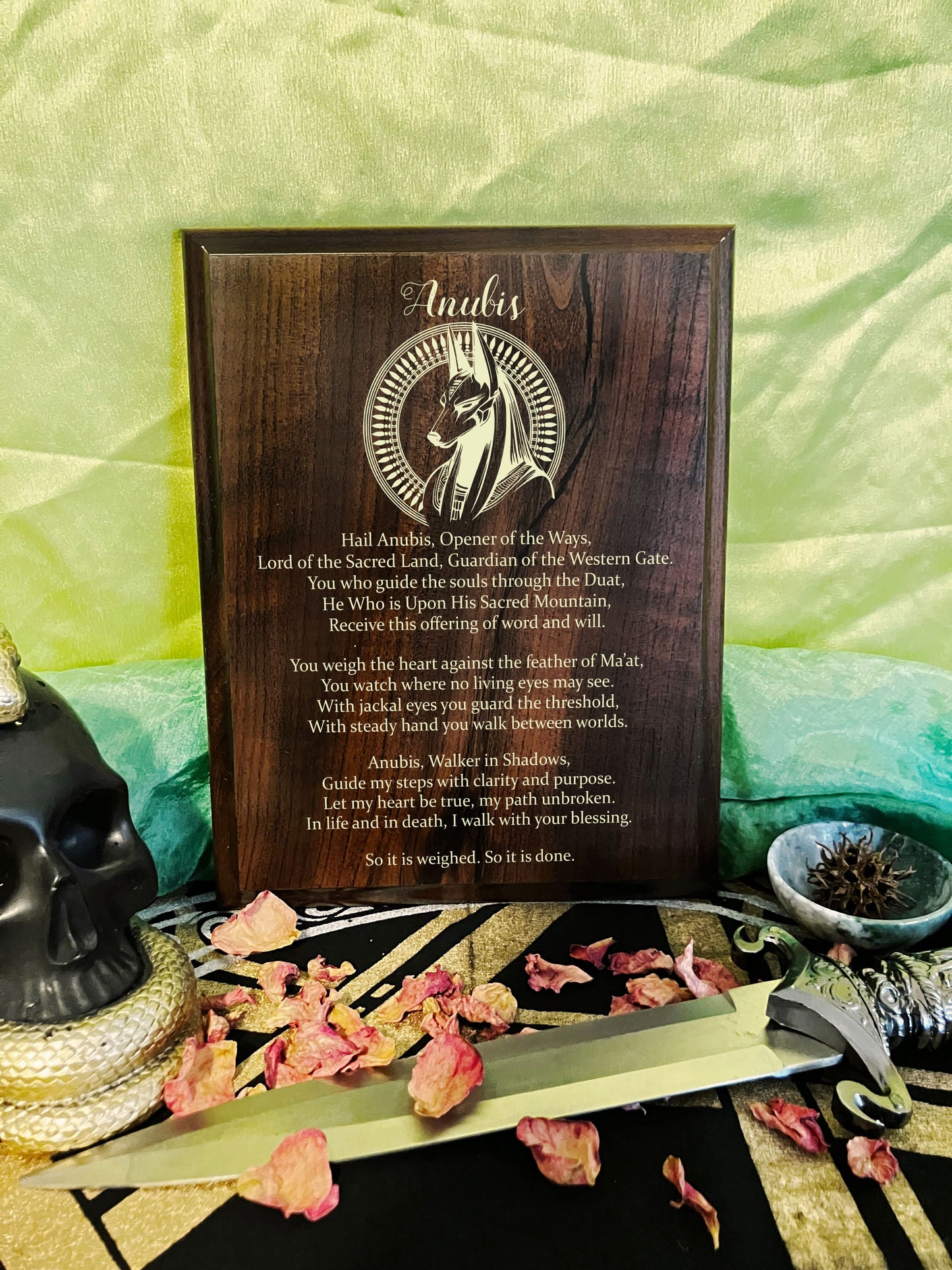 Anubis Prayer Pagan Wall Plaque