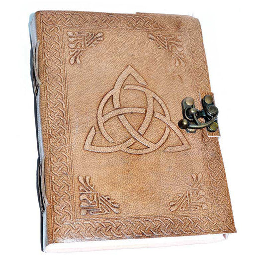 5" x 7" Triquetra Leather Grimoire | Small Book of Shadows With Latch Closure