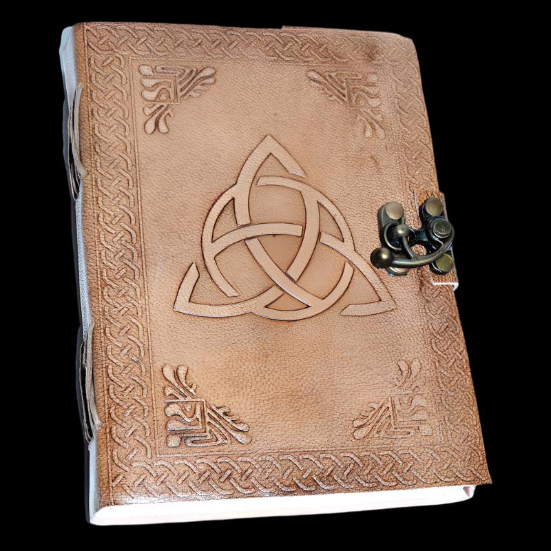 5" x 7" Triquetra Leather Grimoire | Small Book of Shadows With Latch Closure