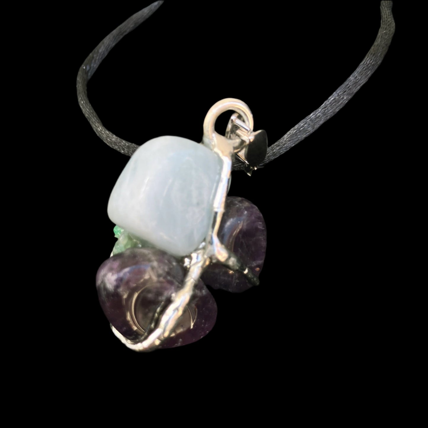 Crystal Amulet | LAW OF ATTRACTION | Aquamarine, Emerald, Amethyst, Pearl