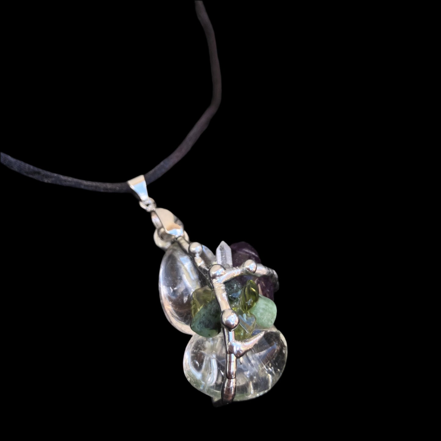 Crystal Amulet | PROSPERITY | Peridot, Emerald, Amethyst, Citrine, Clear Quartz Crystal