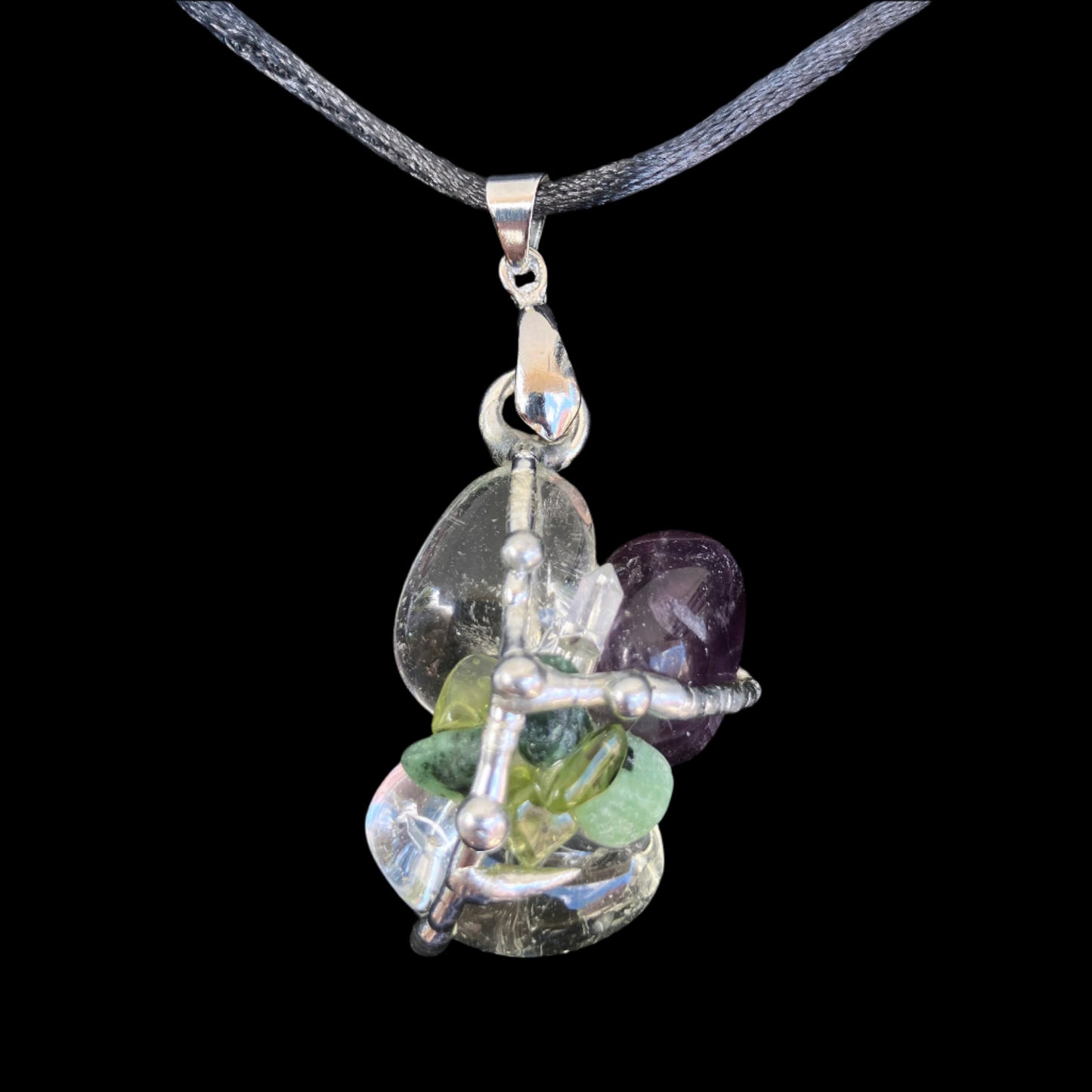 Crystal Amulet | PROSPERITY | Peridot, Emerald, Amethyst, Citrine, Clear Quartz Crystal