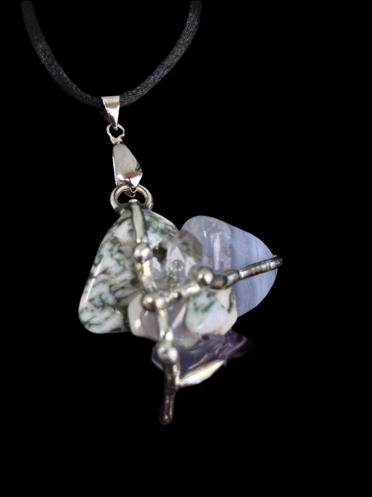 Crystal Amulet | INNER PEACE | Tree Agate, Blue Lace Agate, Chalcedony, Amethyst