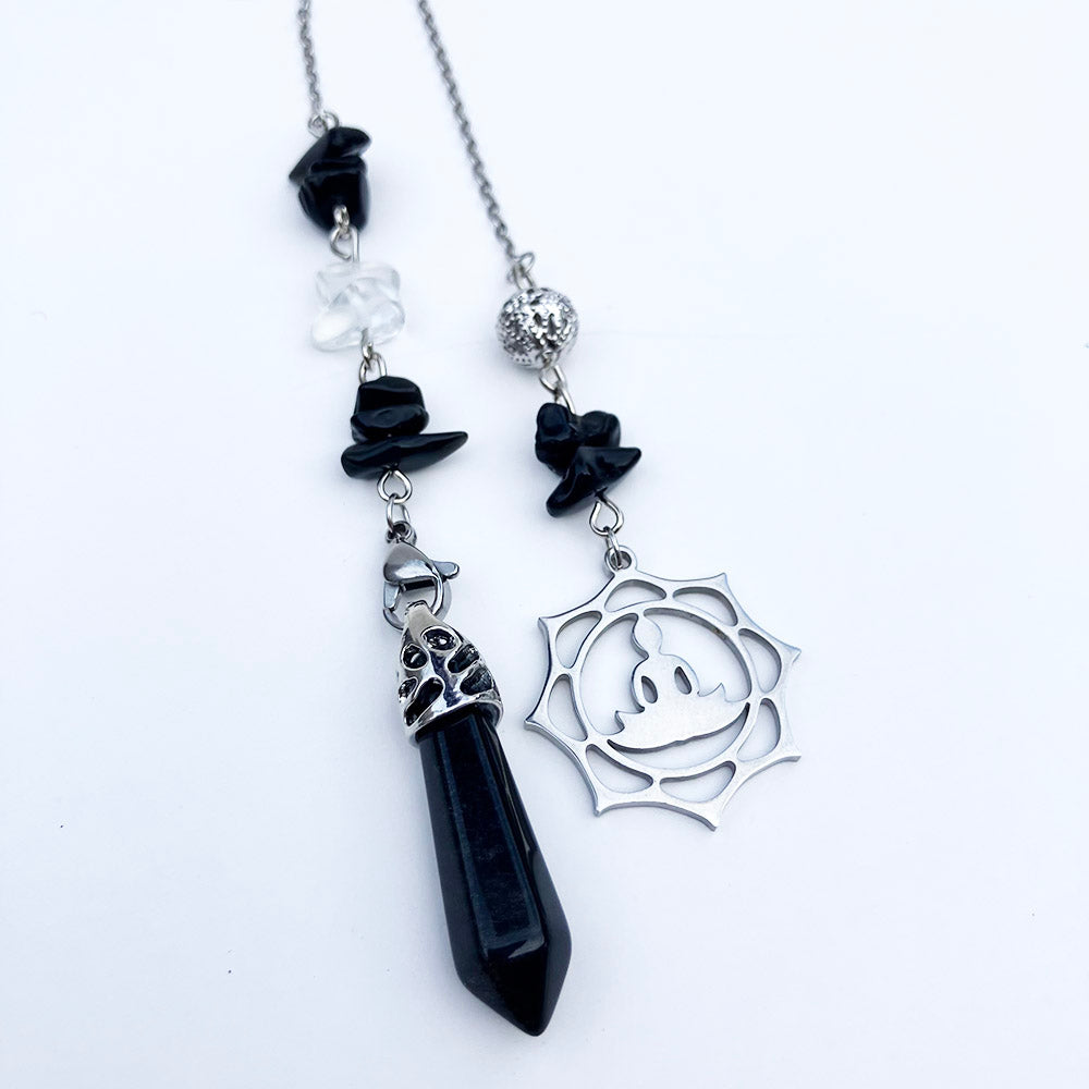 Black Obsidian Lotus Meditation Pendulum Bracelet