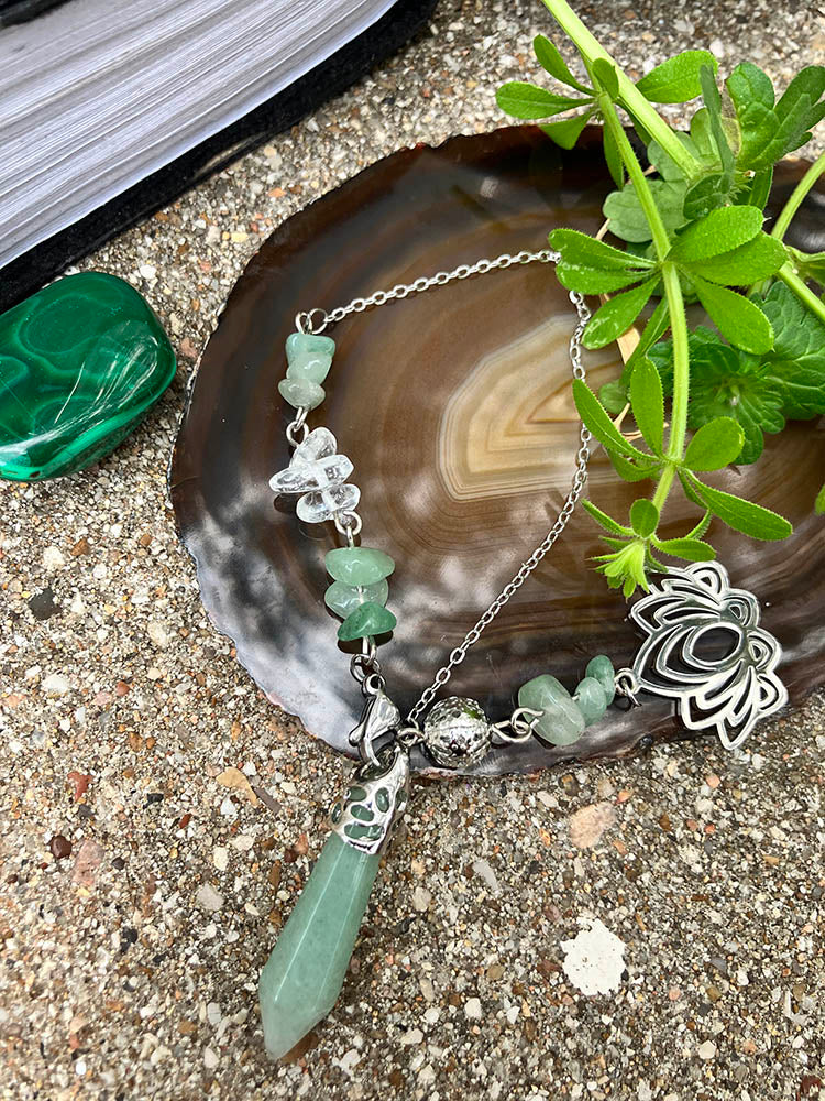 Green Aventurine Lotus Pendulum Bracelet