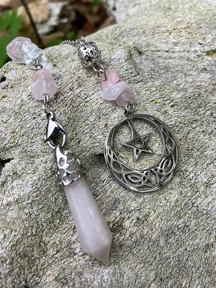 Rose Quartz Moon & Star Pendulum Bracelet