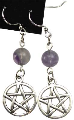 Natural Stone Pentagram Earrings | Minimal Witchy Earrings | 8 Stones to choose