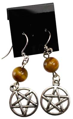 Natural Stone Pentagram Earrings | Minimal Witchy Earrings | 8 Stones to choose