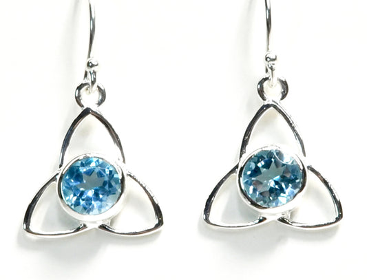 Triquetra Blue Topaz Earrings | Silver