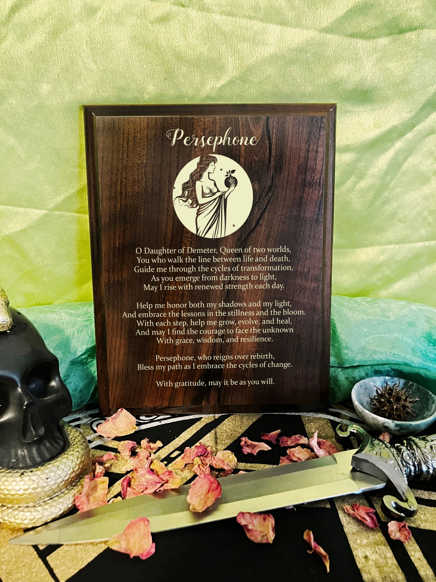 Persephone Prayer Pagan Wall Plaque