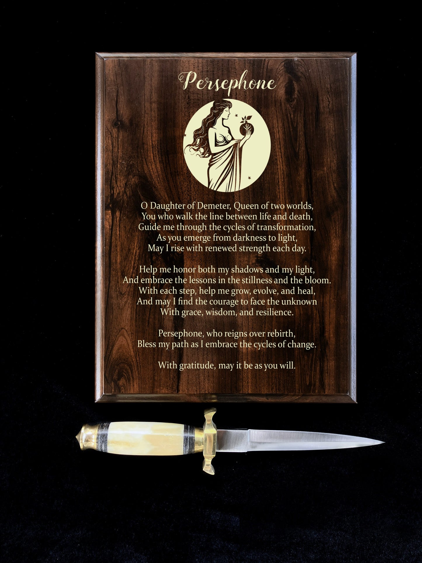 Persephone Prayer Pagan Wall Plaque