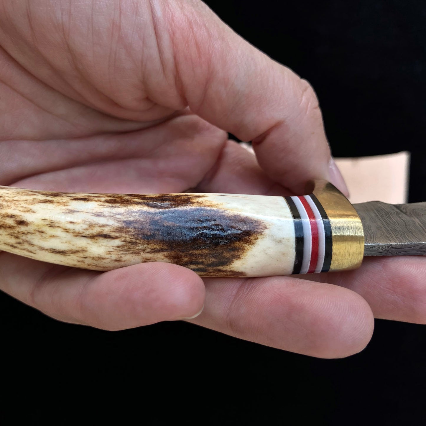 Stag Antler Damascus Athame - 8 1/2" Ritual Knife