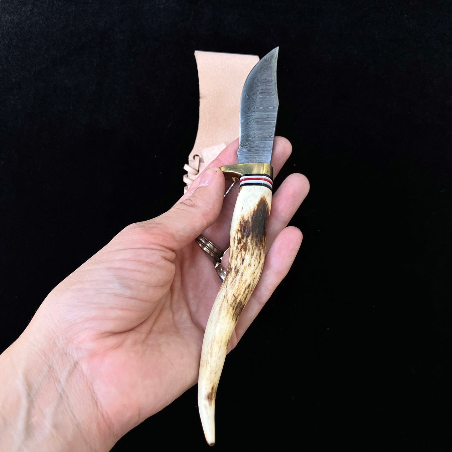 Stag Antler Damascus Athame - 8 1/2" Ritual Knife