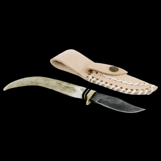 Stag Antler Damascus Athame - 8 1/2" Ritual Knife