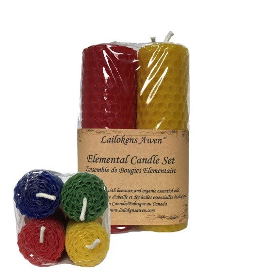 Four Elements Annointed Candles | 4 1/4" Elemental set | Earth Air Fire Water