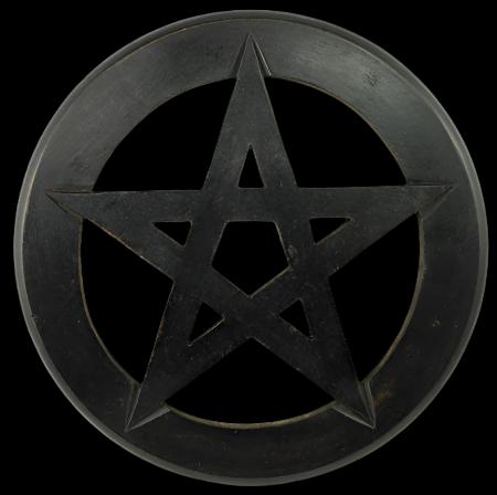 Solid Wood Black Pentagram Wall Hanging 9"