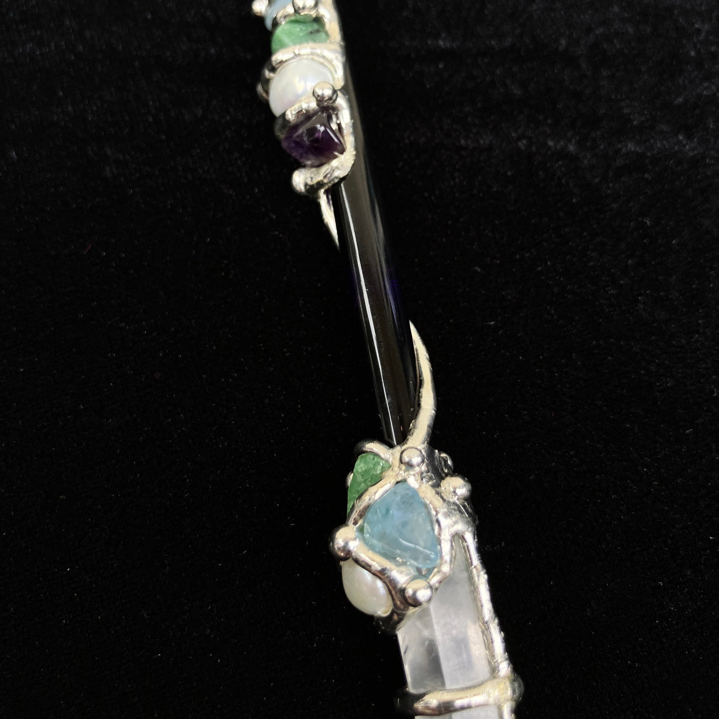 Crystal Wand | ATTRACTION & MANIFESTATION | Aquamarine, Amethyst, Emerald & Pearl